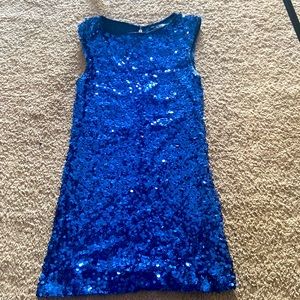 Blue sequin mini dress